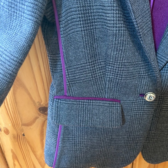 Juicy Couture Blazer Wool Blend Gray Plaid Purple Women's Jacket Size Medium - Picture 11 of 11